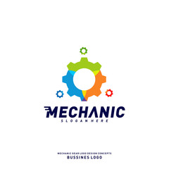 Colorful Gear Logo Design Concepts. Mechanical Gear Logo Template Vector. Icon Symbol