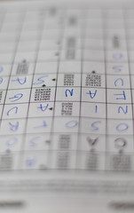 Crosswords puzzle's notebook with letters and definitions