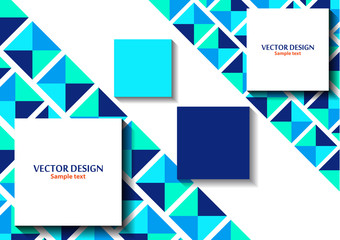 Squares from triangles in blue tones. Modern geometric abstract template.