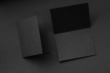 Blank portrait A4. brochure magazine isolated on gray, changeable background / black paper isolated...