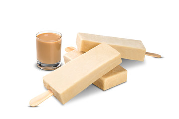 Stick ice cream amarulla flavor isolated on white background. Mexican Pallets.