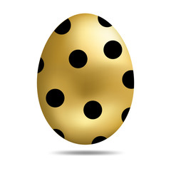 Vector Easter Golden Egg isolated on white background. Colorful Egg with Dots Pattern. Realistic Style. For Greeting Cards, Invitations. Vector illustration for Your Design, Web.