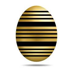 Vector Easter Golden Egg isolated on white background. Colorful Egg with Stripes Pattern. Realistic Style. For Greeting Cards, Invitations. Vector illustration for You