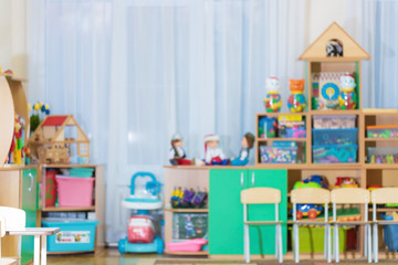 Peach colored game room in the kindergarten