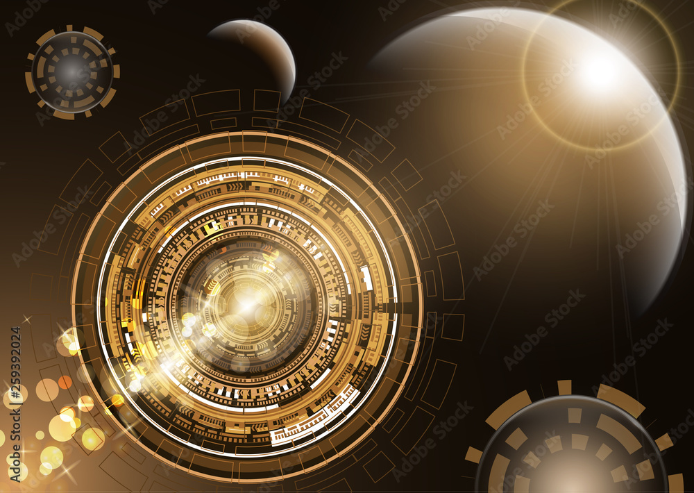 Poster global international exchange of information. planet space modern technologies of the future finance