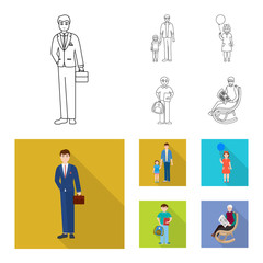 Isolated object of character and avatar  icon. Collection of character and portrait stock symbol for web.