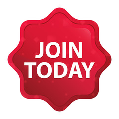 Join Today misty rose red starburst sticker button