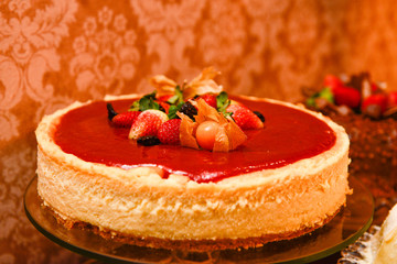 Strawberry cheesecake , pie with fresh strawberries, creamy pie, strawberry cream pie