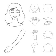 Vector illustration of body and part sign. Collection of body and anatomy stock vector illustration.
