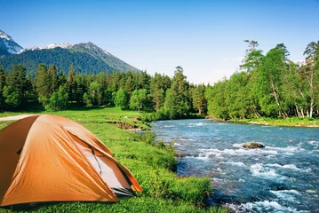Wall murals Camping camping in mountains