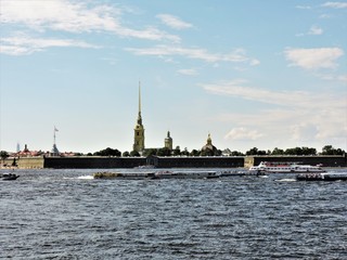 Fototapeta premium View of the river and fortress in Saint-Petersburg