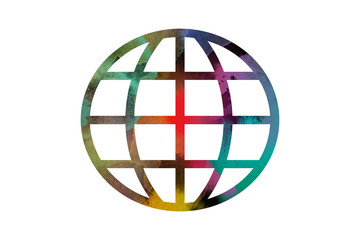 globe with arrows on white background