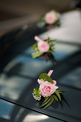 Beautiful wedding flowers car decoration