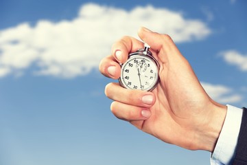 Close-up Stopwatch in Human Hand, Timer