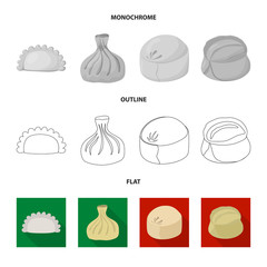 Vector illustration of products  and cooking symbol. Collection of products  and appetizer vector icon for stock.