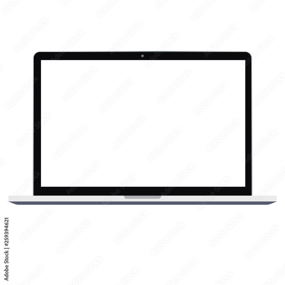Fototapete Laptop notebook computer with white empty screen vector icon eps10. Laptop  realistic sign. notebok opened screen computer icon.