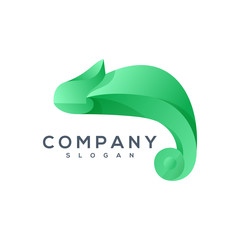 chameleon origami style logo vector © lelevien