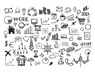 Hand drawn business symbols. Management concept with Doodle design style.  © Tatiana