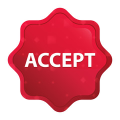 Accept misty rose red starburst sticker button