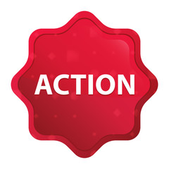 Action misty rose red starburst sticker button