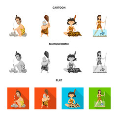 Obraz premium Vector design of evolution and prehistory sign. Set of evolution and development stock vector illustration.