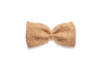 Bow tie for men out of burlap.On a white background for designers