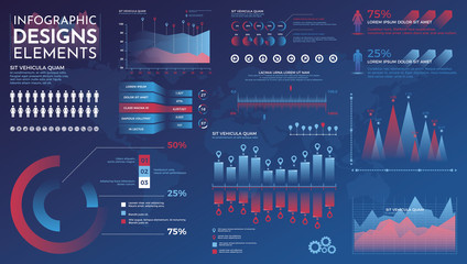 Infographics elements. Modern infographic vector template with statistics graphs and finance charts. Diagram template and chart graph, graphic information visualization illustration.