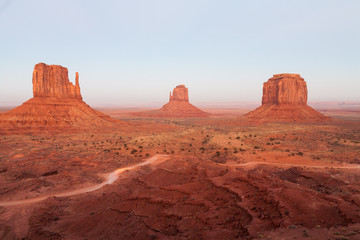 Fototapeta na wymiar Buttes in The Monument Valley, Navajo Indian tribal reservation park