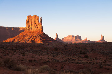 Buttes in The Monument Valley, Navajo Indian tribal reservation park