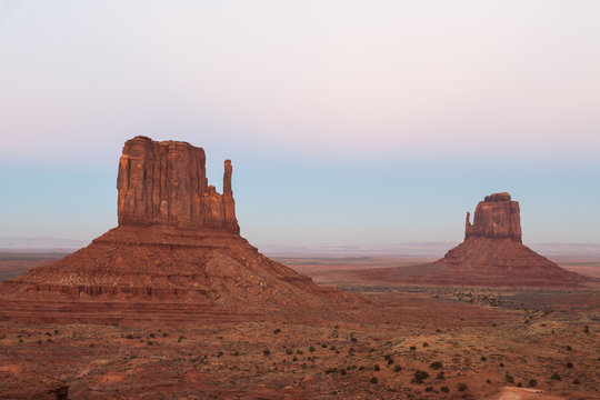 Buttes in The Monument Valley, Navajo Indian tribal reservation park