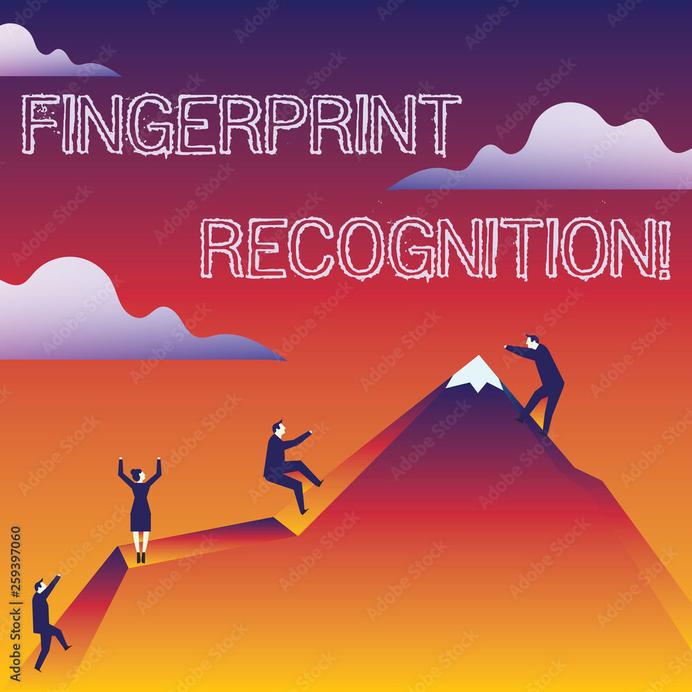 Poster handwriting text writing fingerprint recognition. conceptual photo identifying identity individual b