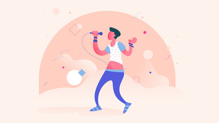 Rock singer vector flat illustration