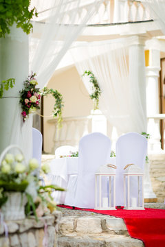Beautiful place decorated for wedding ceremony
