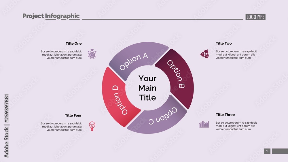 Poster pie chart with four elements template