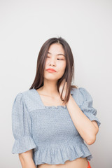 Fototapeta premium Portrait of beautiful asian long hair women posting