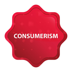 Consumerism misty rose red starburst sticker button