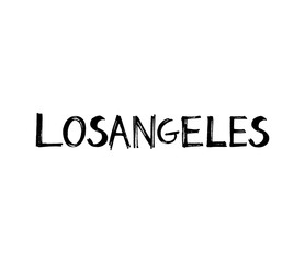 Typography slogan with tropical leaves. Hand drawn Los-angeles for t shirt printing.