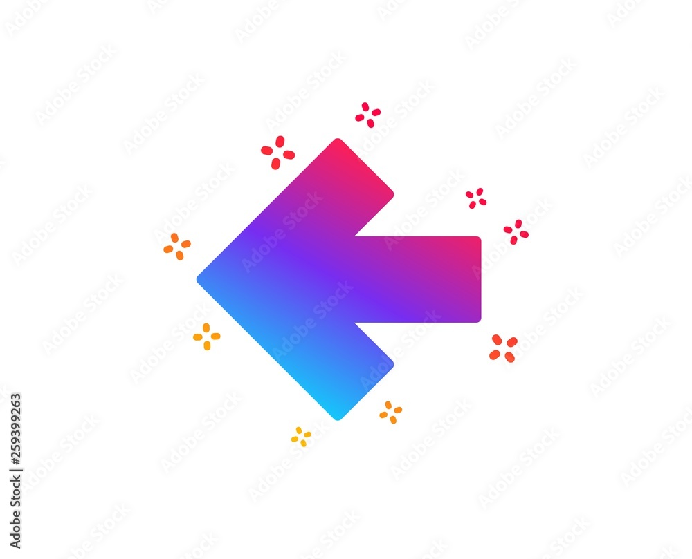 Poster Left arrow icon. Direction Arrowhead symbol. Navigation pointer sign. Dynamic shapes. Gradient design left arrow icon. Classic style. Vector