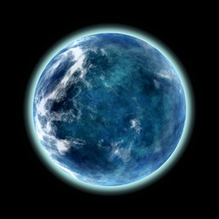 blue planet on black background