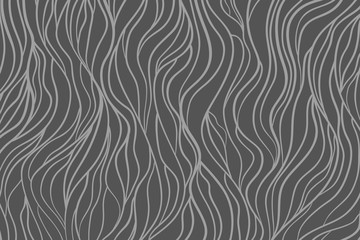 Wavy background. Hand drawn waves. Abstract wallpaper on surface. Stripe texture with many lines. Waved pattern. Line art. Black and white illustration