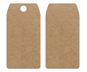 paper labels made of brown cardboard. with hole and without. isolated on white background