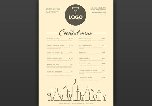 Minimalist Cocktail Menu Layout with Bottle Icons