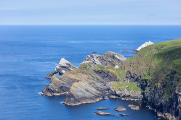 Landscape of the Muckle Flugga on Shetland Islands with cliffs and the ocean