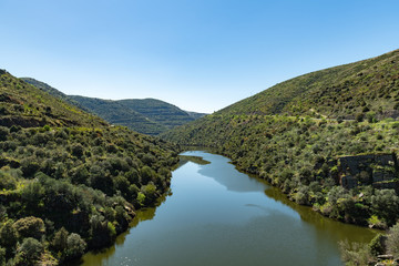 Fototapeta na wymiar River Douro next to the mouth of the river Coa