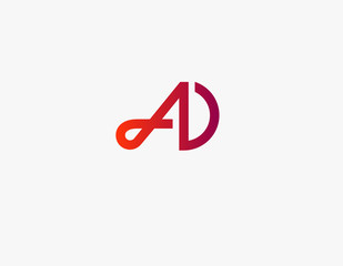 Geomeric linear red logo letter A and D