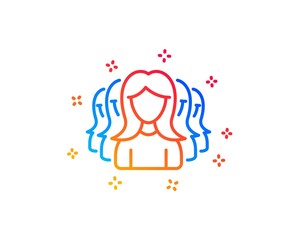 Group of Women line icon. Human communication symbol. Teamwork sign. Gradient design elements. Linear women Group icon. Random shapes. Vector