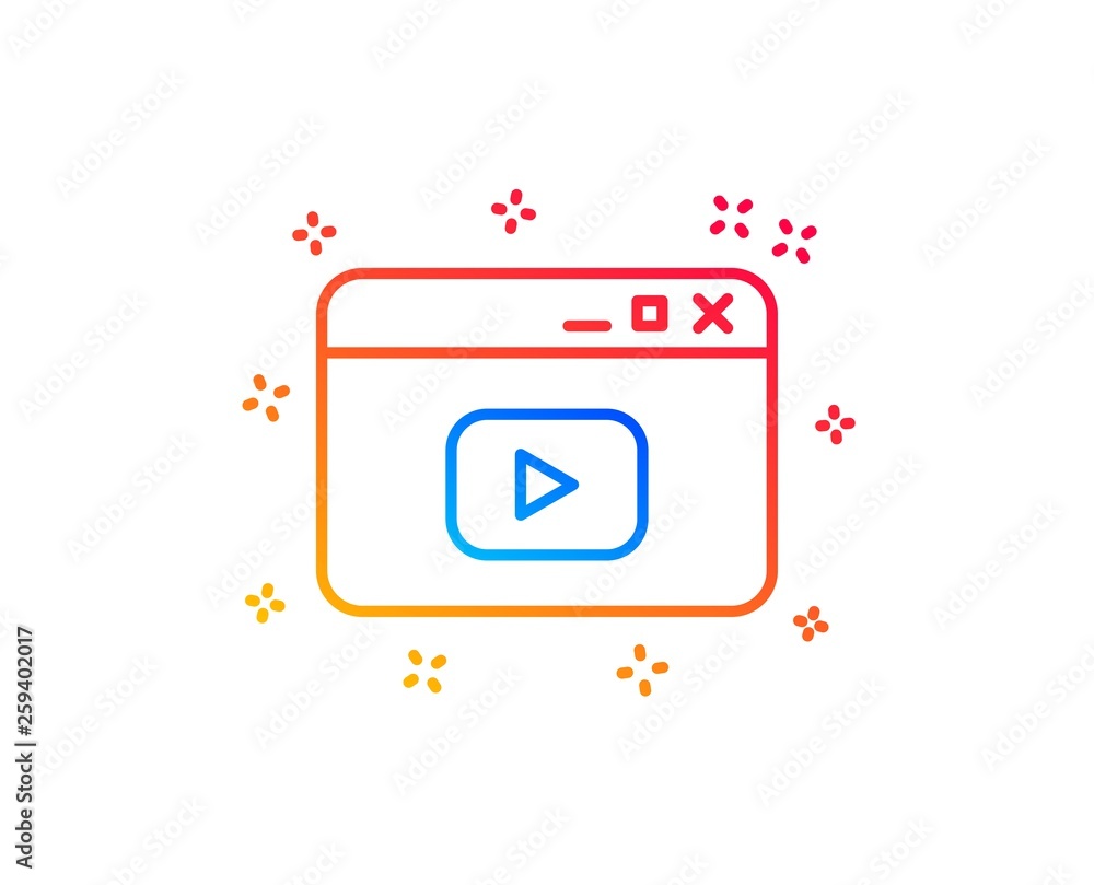 Poster browser window line icon. video content sign. internet page symbol. gradient design elements. linear