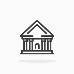 Bank, museum or university building icon in line style. Editable stroke.