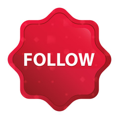 Follow misty rose red starburst sticker button