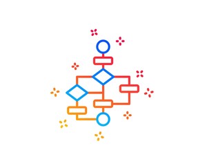 Block diagram line icon. Path scheme sign. Algorithm symbol. Gradient design elements. Linear block diagram icon. Random shapes. Vector